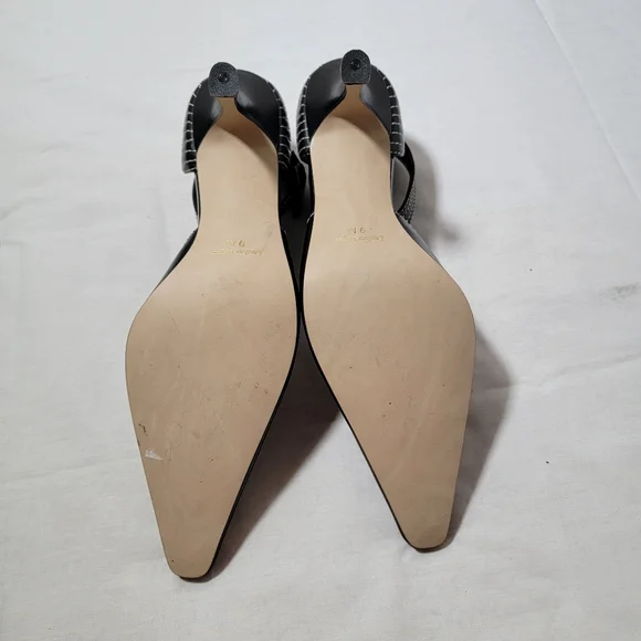 J. Renee Black White Stitching Ankle Strap Pumps Women's Size US 9 M Witch Toe - Picture 5 of 8